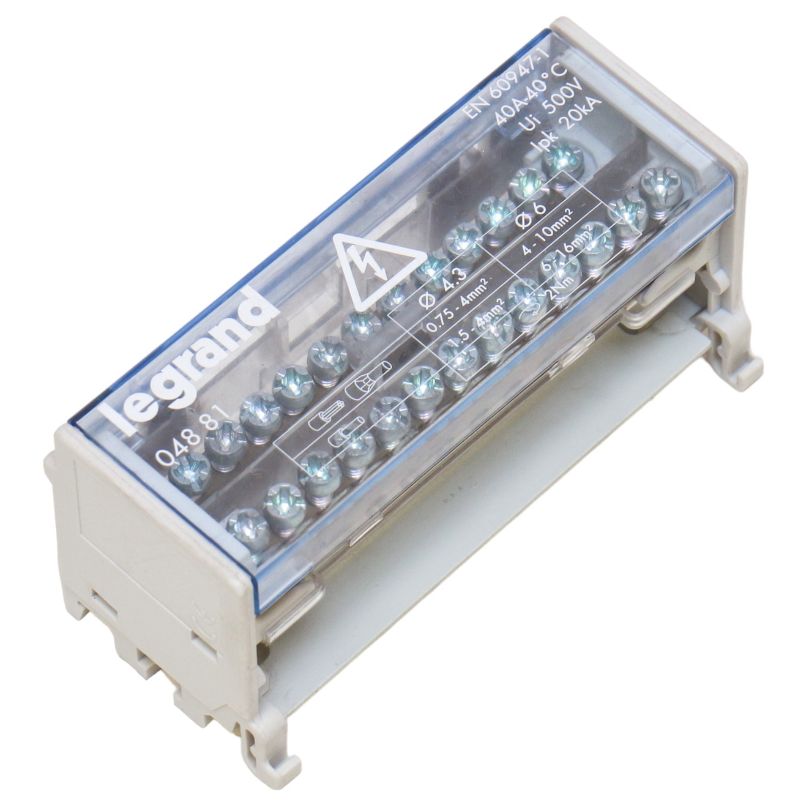 04881 LEGRAND, Modular distribution terminal block – monoblock – two-pole 048…