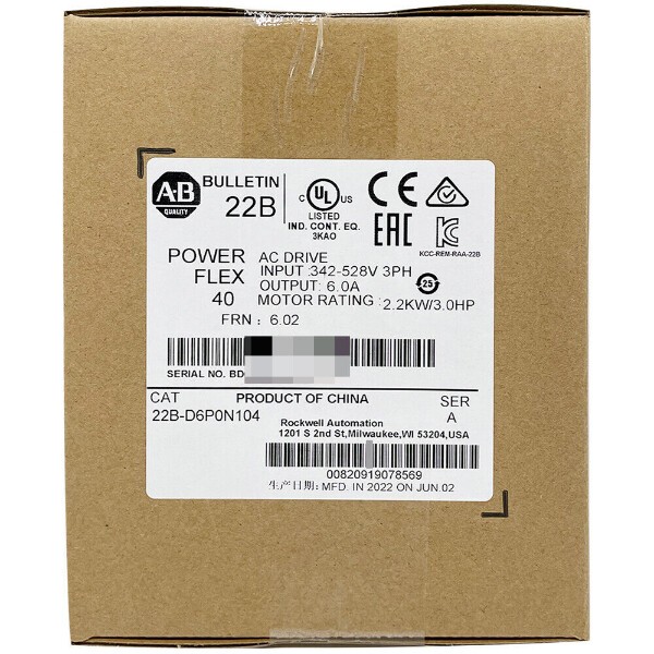 22B-D6P0N104 AB PowerFlex 40- 2.2 KW (3 HP) AC Drive Fast Shipping 22BD6P0N104GQ