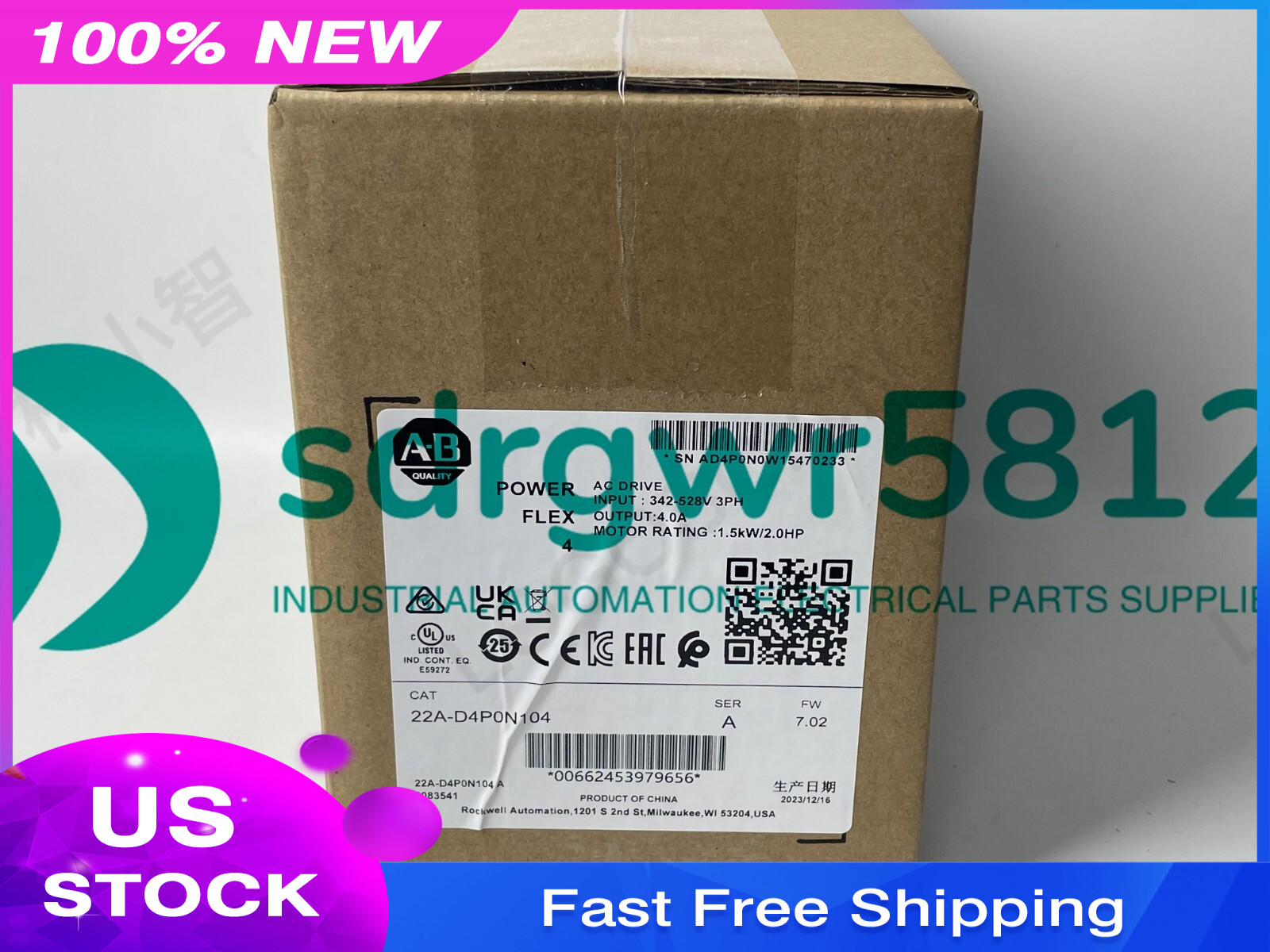 22A-D4P0N104 Allen-Bradley Powerflex 4 1.5KW 2HP AC Drive 22AD4P0N104 US STOCK