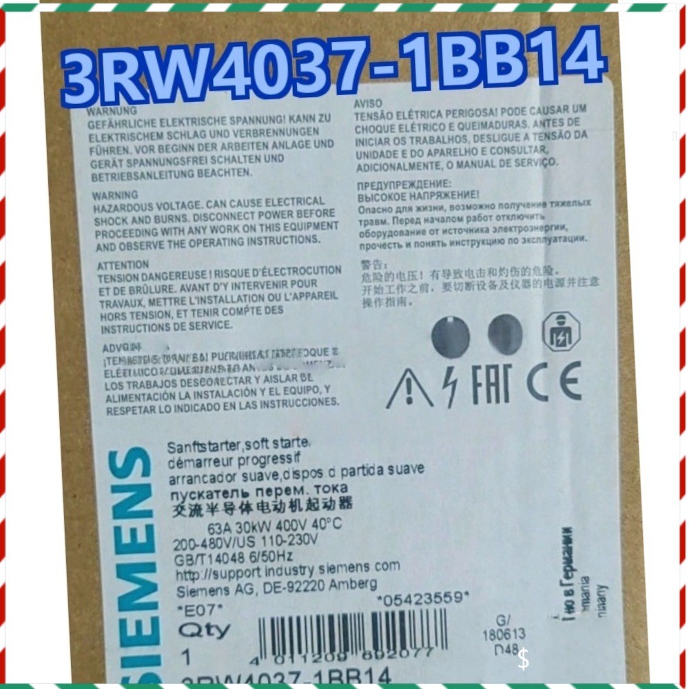 3RW4037-1BB14 1X Brand Siemens 3RW40371BB14 Fast Delivery New Quality Assurance