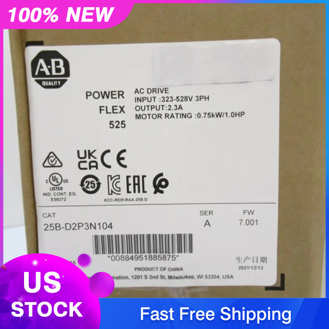 25B-D2P3N104 | Allen-Bradley PowerFlex 525 AC Drive 480V/2.3A/1.0HP