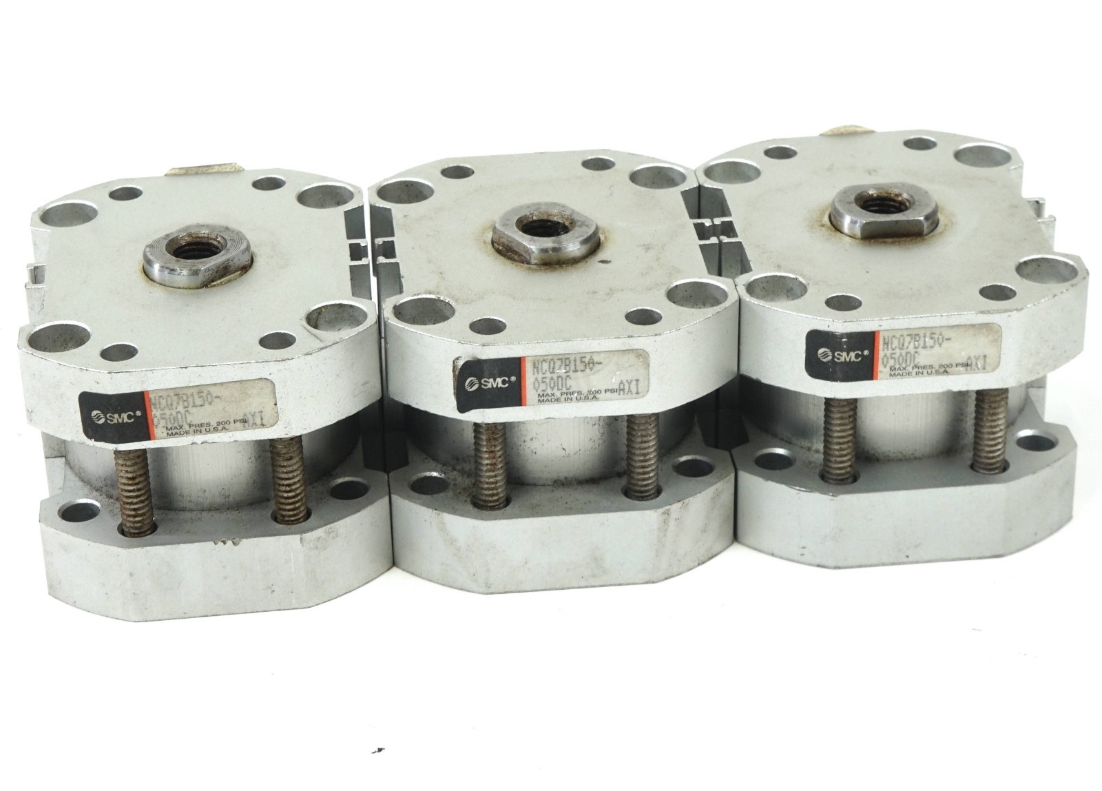 Lot of 3 SMC Pneumatic Cylinders NCQ7B150-050DC 200 PSI