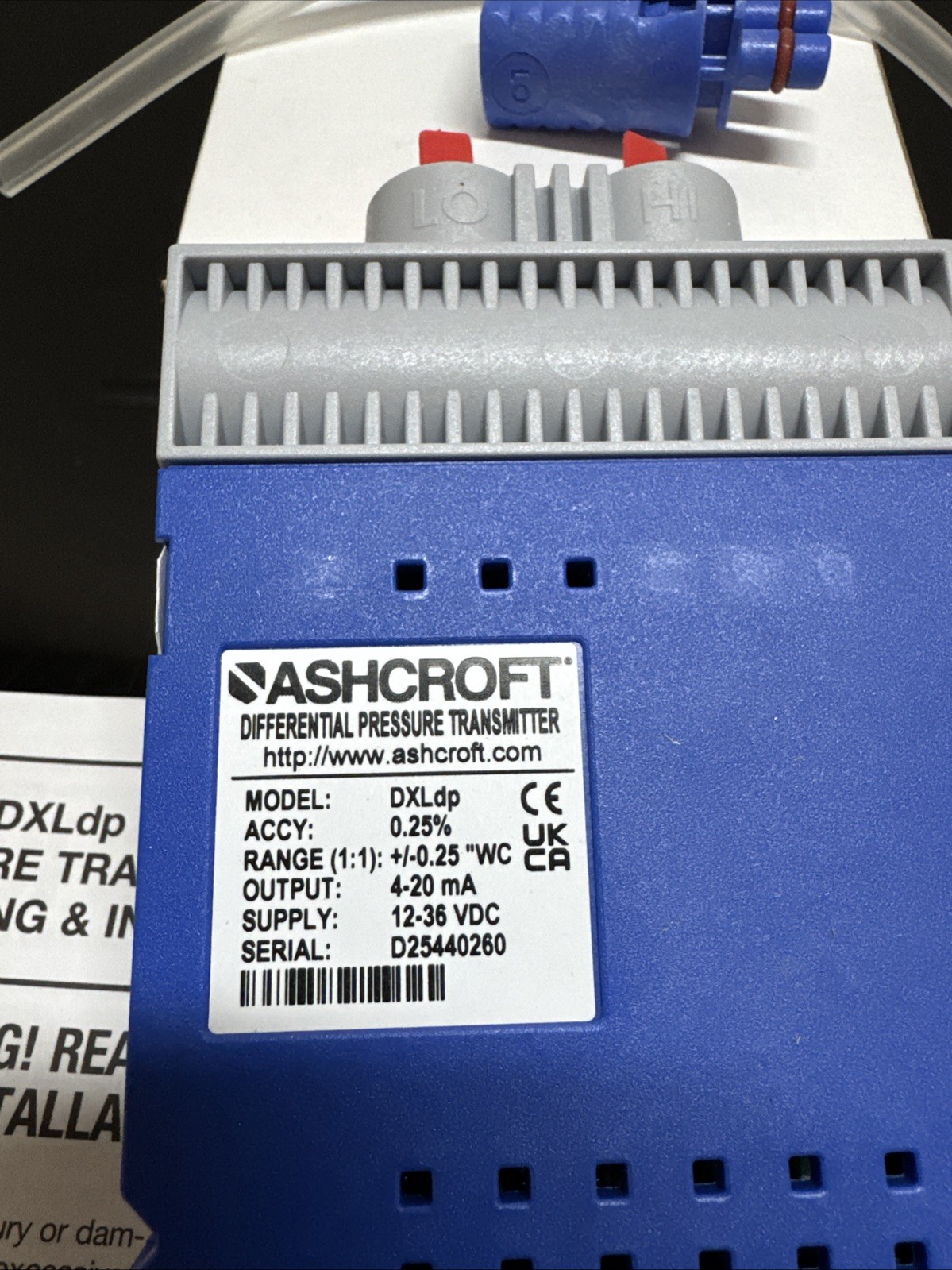 NIB ASHCROFT DXLdp ± 0.25″WC Differential Pressure Transmitter