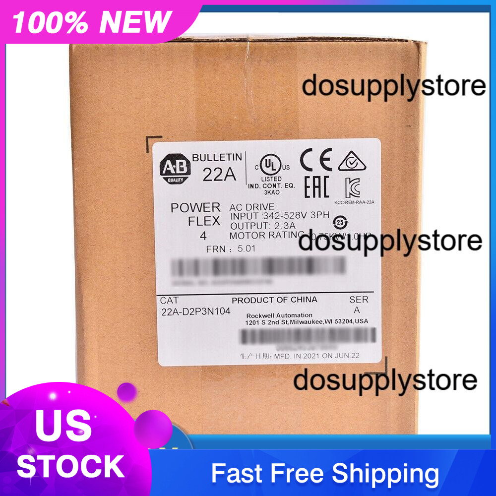 New AB 22A-D2P3N104 PowerFlex 4 0.75 kW 1 HP AC Drive 22AD2P3N104 US Free Tax