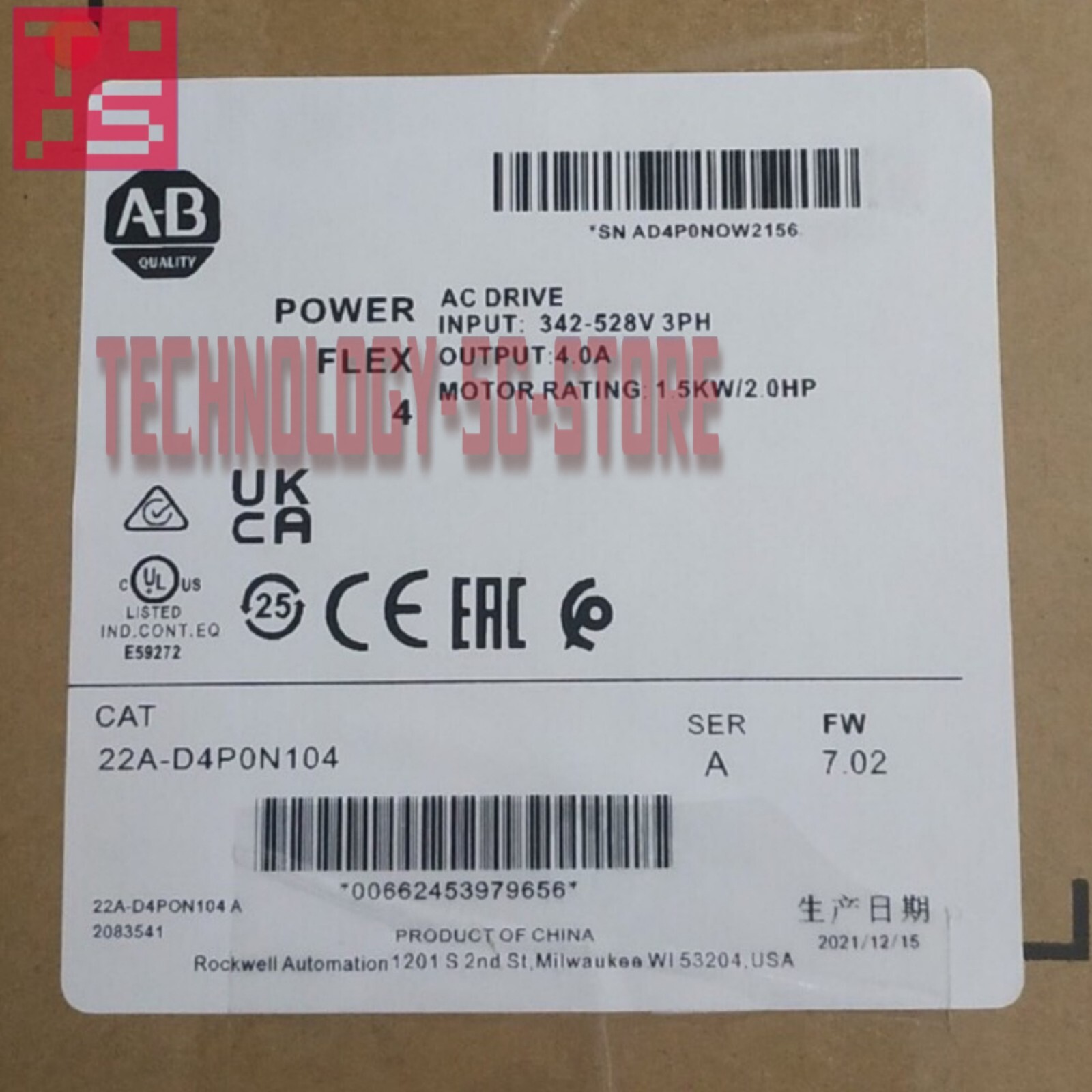 Brand Powerflex 4 1.5KW 2HP AC Drive 22AD4P0N104# 1pcs New In Box