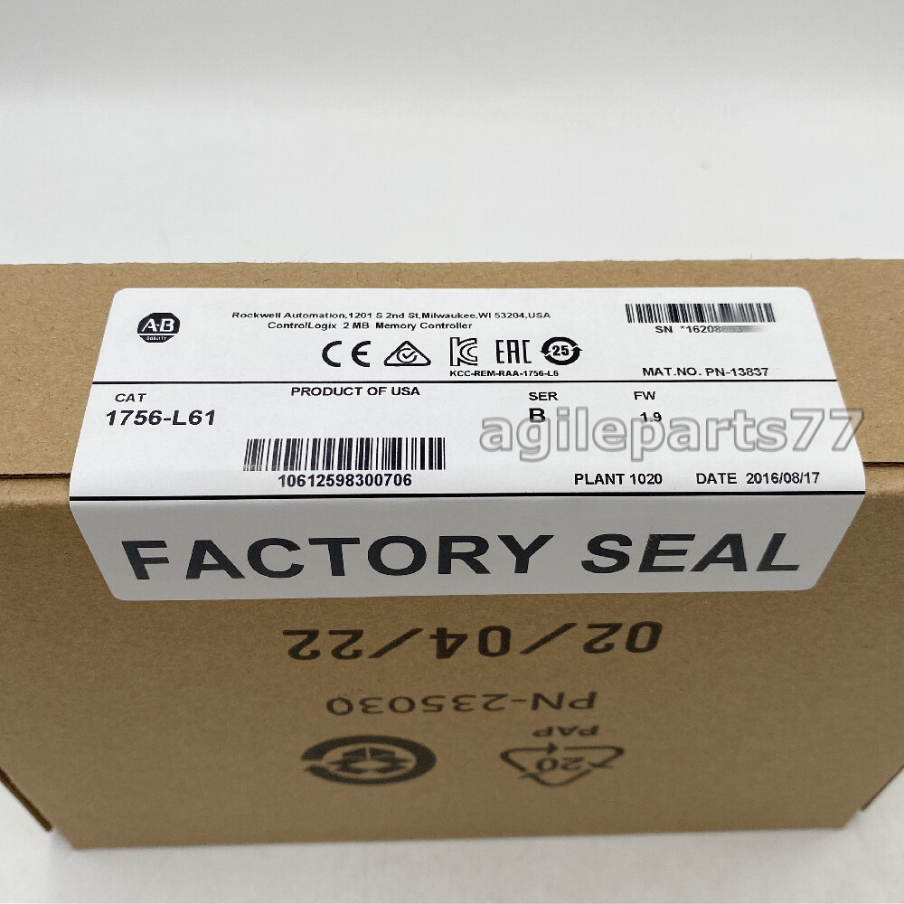 New Sealed AB 1756-L61 /B Allen-Bradley ControlLogix Logix5561 Processor 2MB TX