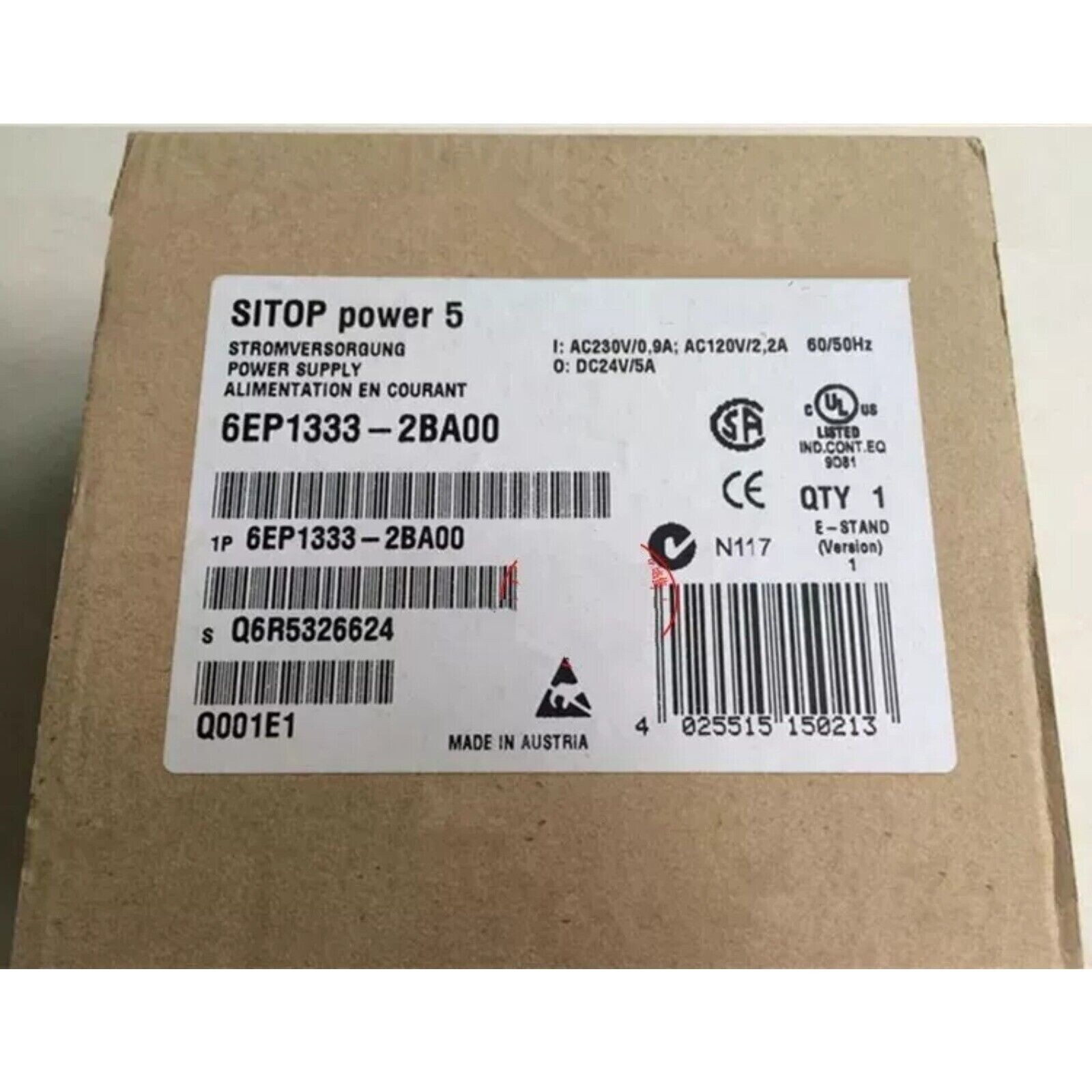 New Siemens SITOP Power 5 Stabilized Power Supply 6EP1 333-2BA00 6EP1333-2BA00