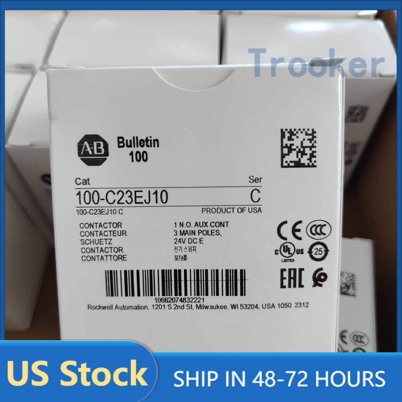 NEW ALLEN-BRADLEY IEC AB 100-C23EJ10 STANDARD CONTACTOR 23 AMP 24VDC US Free Tax
