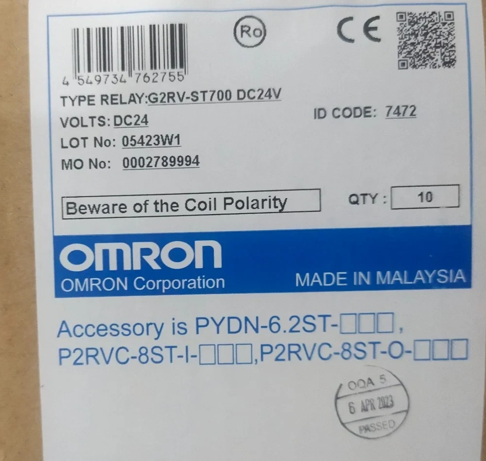 5PCS LOT-Omron G2RV-ST700 DC24 Slimline relay 6mm incl.socket,SPDT,6A,24VDC-NEW