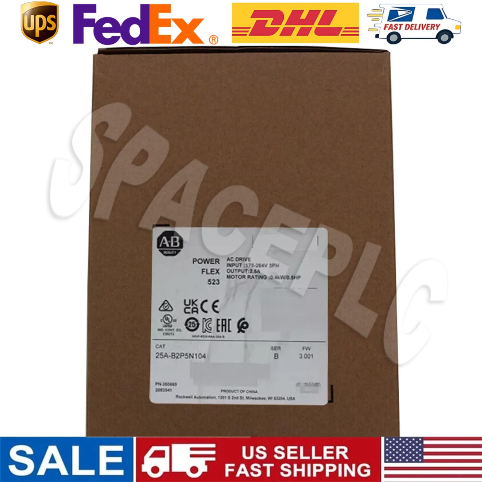 25A-B2P5N104 AB PowerFlex 523 0.4kW (0.5Hp) AC Drive 25A-B2P5N104 US Free Tax