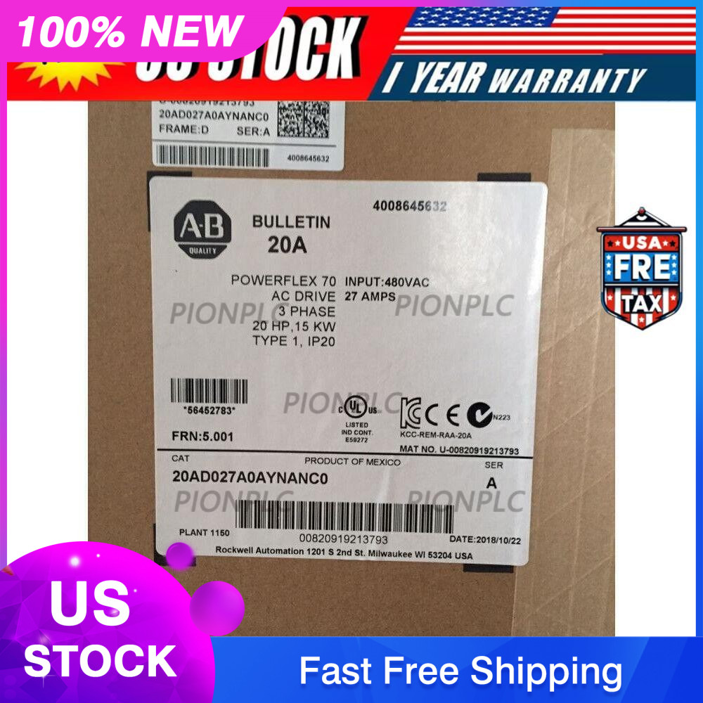 20AD027A0AYNANC0 Allen Bradley PowerFlex 70 AC Drive US Free Tax