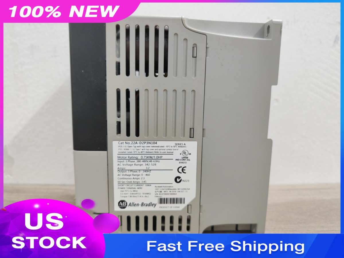 22AD2P3N104 Allen-Bradley 22A-D2P3N104 /A 4 0.75 kW 1 HP AC Drive US Free Tax