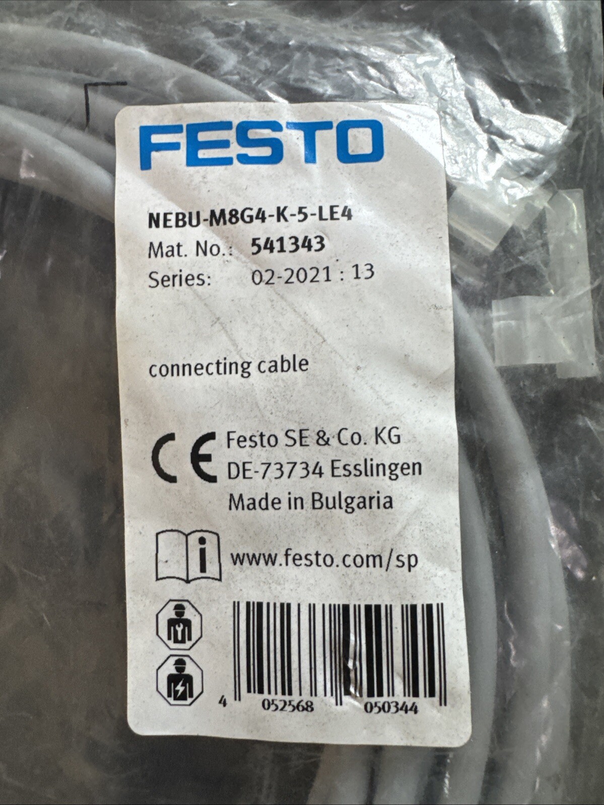 FESTO 541343 NEBU-M8G4-K-5-LE4 CORDSET STRAIGHT FEMALE 4 POSITION 5M