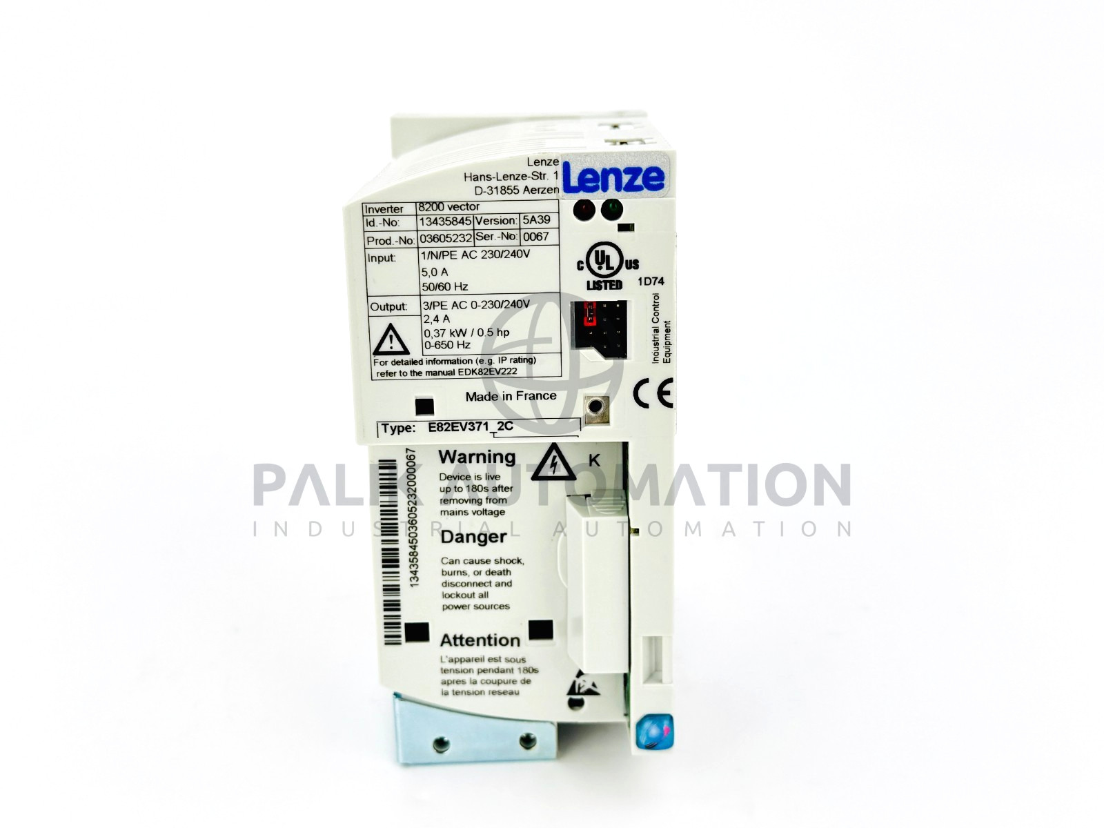 LENZE E82EV371K2C E82EV371_2C INVERTER 8200 SERIES 0.37kW 13435845 NEW