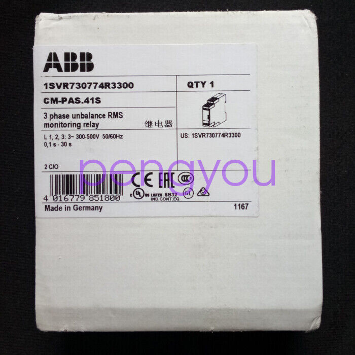 abb CM-PAS.41S Three-phase Monitoring Relay 2c/o 0,0.1-30s New DHL or FedEx