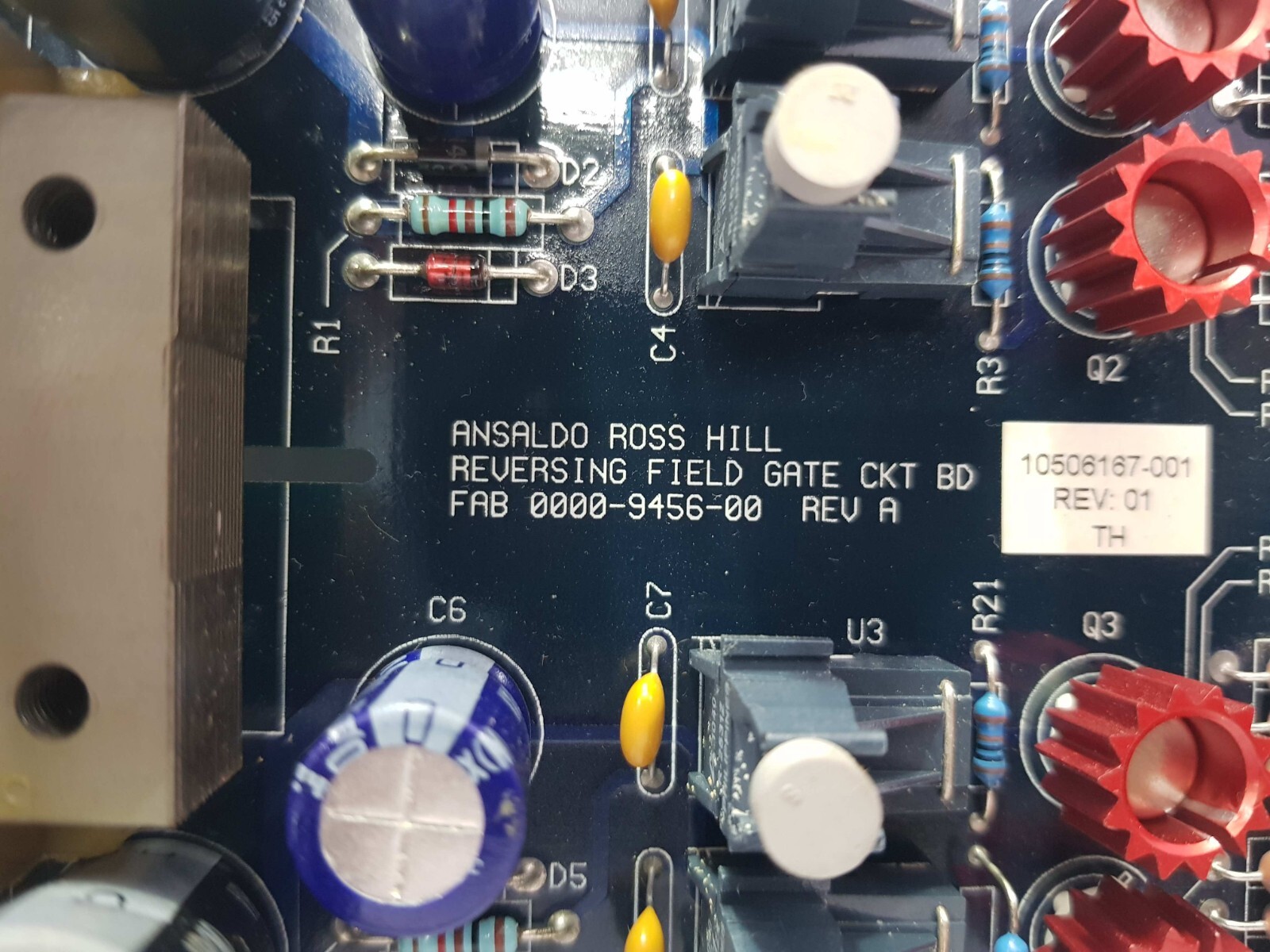 ANSALDO ROSS HILL 0000-9456-00 REVERSING FIELD GATE CIRCUIT BOARD 10506167-001