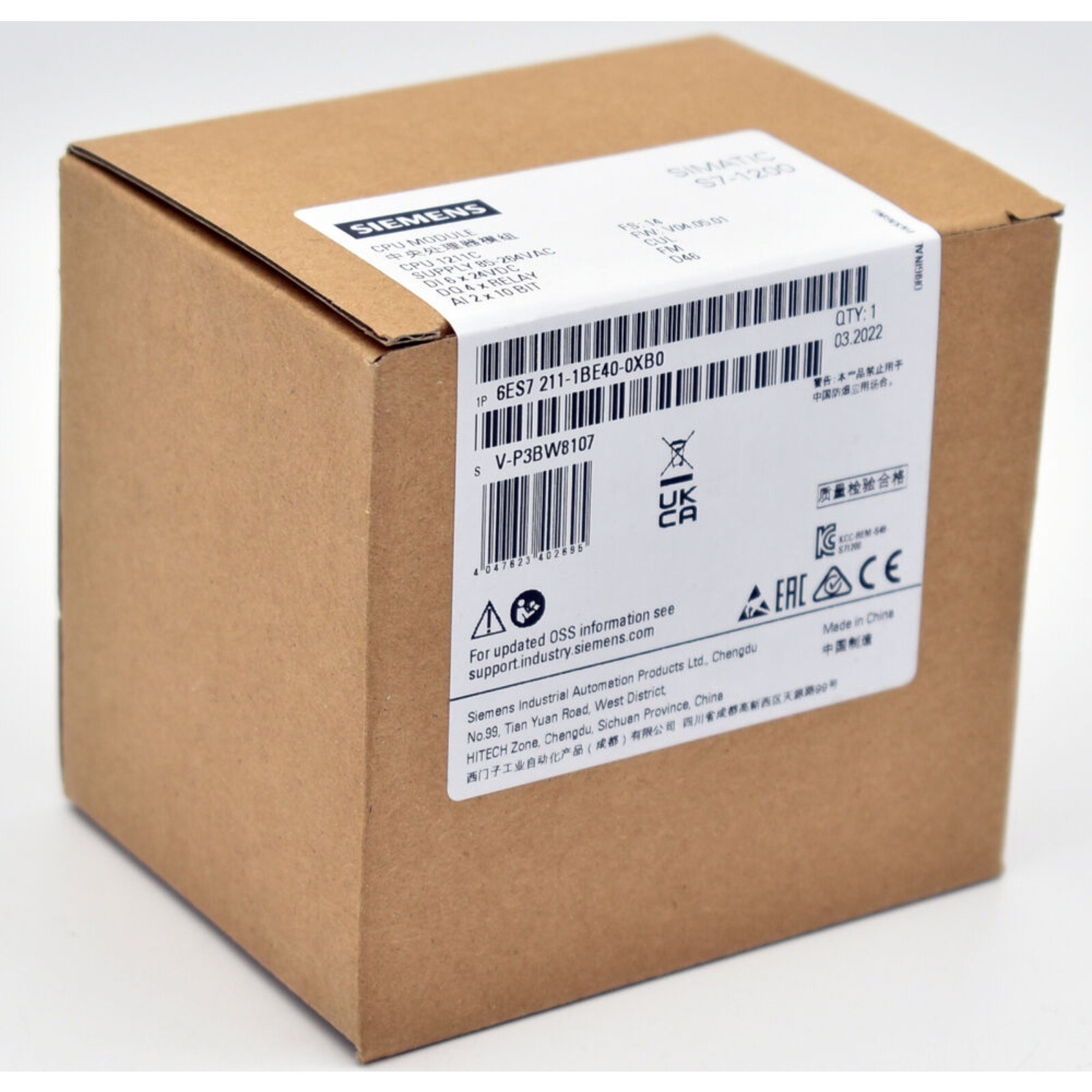 New Siemens 6ES7211-1BE40-0XB0 6ES7 211-1BE40-0XB0 SIMATIC S7-1200 CPU 1211C